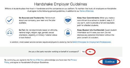Create Your User Account. Continued Read the Employer Guidelines, Terms of Services, and Privacy Policy.