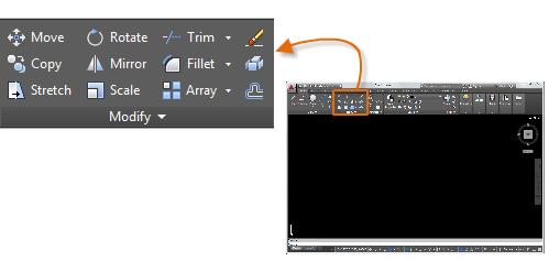 Modifying Perform editing operations such as erase, move, and trim on the objects in a drawing. The most common of these tools are located on the Modify panel of the Home tab.
