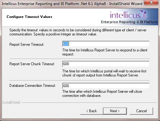 Figure 10: Configuring Timeout Values Three timeout values are set on this screen.