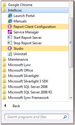 Figure 16: Options in application menu You have option to start Report Server immediately after installation.