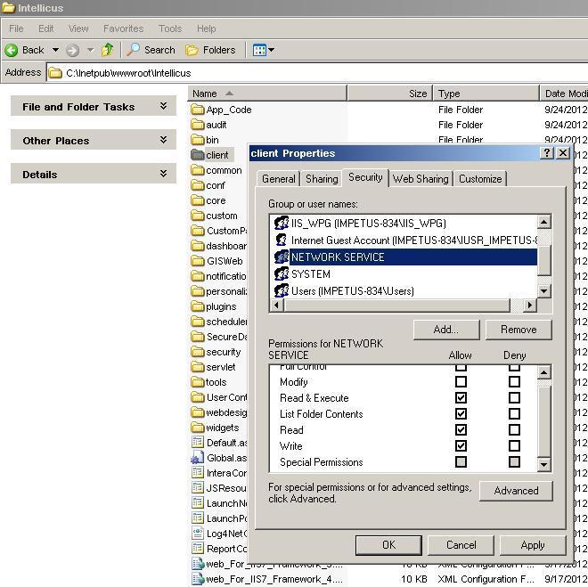 Note: The Default IIS worker process account for IIS 6 is NETWORK