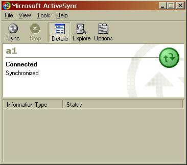Installing and configuring the Mobile Voice Client 2050 Figure 4: ActiveSync connected AAA1185.