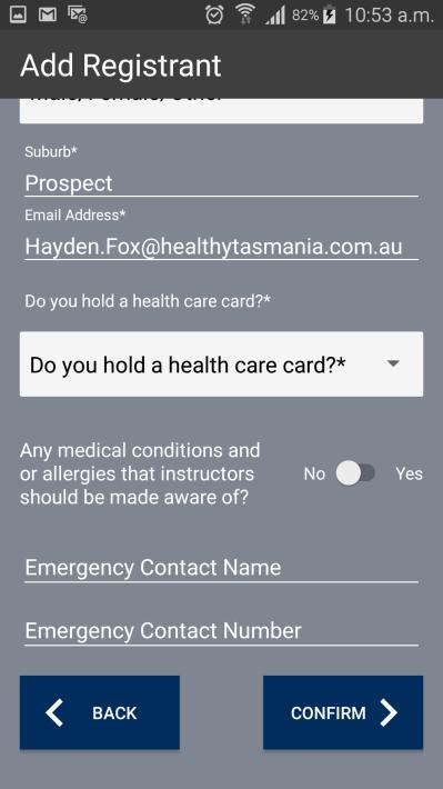 contact information and whether they hold a healthcare card.