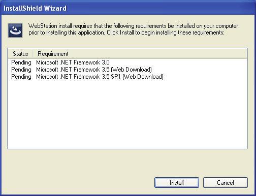 If you get a warning message indicating that the Windows Web Server is either missing components or below minimum requirements the Welcome to the InstallShield Wizard for the EntraPass WebStation