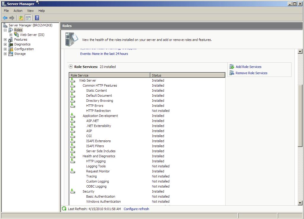 20. Make sure that the following components are installed for IIS and.net Framework.