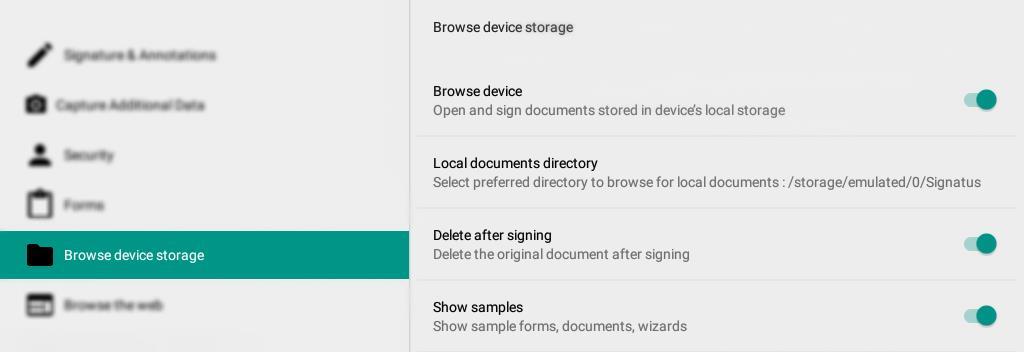 BROWSE DEVICE STORAGE Browse device can be used when all documents needed for sign