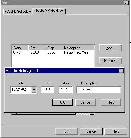 VUP Programming 3-19 Figure 3-13: Holiday Schedules Tab 2. Press the Add button to add a new date to the list of holidays and set the time the holiday script message should be played.