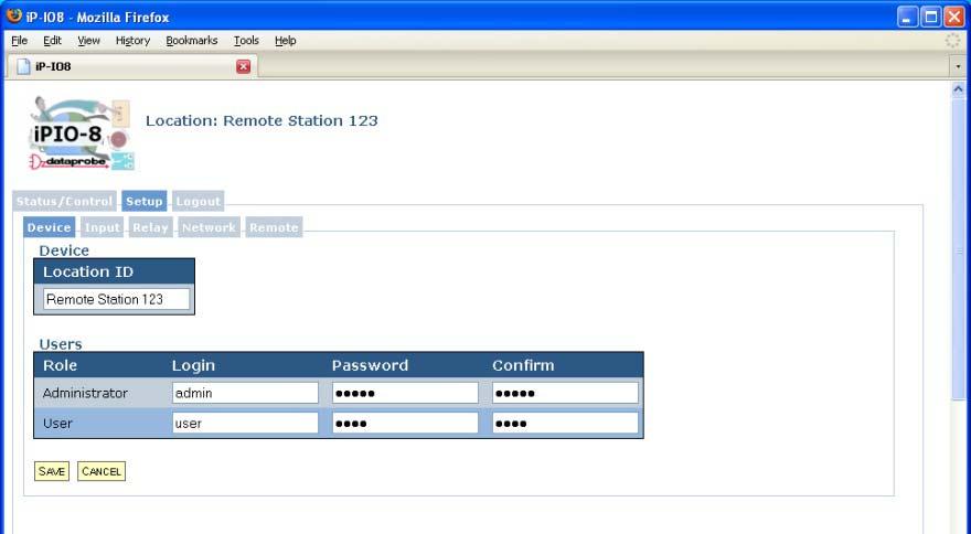 ipio-8 Page 5 Configuration Access to the setup tab requires administrator rights. The setup section is divided into five tabs, Device, Input, Output, Network and Remote.