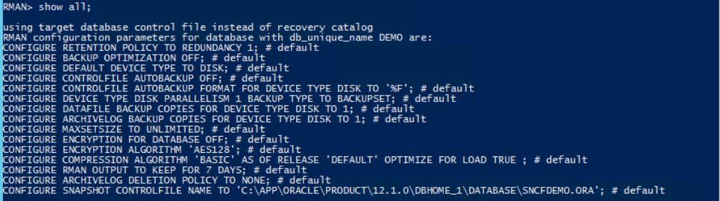 The RMAN backup settings are changed for backups to DR Series systems over CIFS.