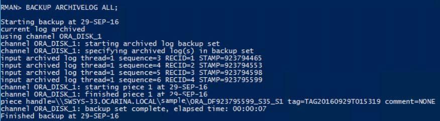 INCRMENTAL LEVEL 1 DATABASE FILESPERSET 1; Backing up with different options BACKUP