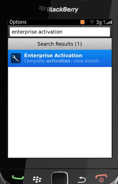 right corner of the Home screen Enter the term enterprise activation in the Search box and click [Enter]. The icon associated with your search term is highlighted.