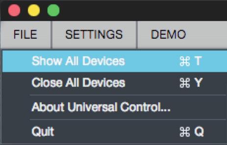 1 Universal Control Launch Window When Universal Control is launched, you will see the Launch Window. From this window, you can manage all the Core Audio and ASIO driver settings. Sample Rate.