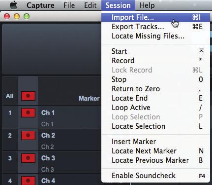 7 Capture 7.7 Importing and Exporting Audio Files 1 2 3 4 5 6 7 8 9 10 11 12 13 14 15 1. Add Marker 2. Delete Marker 3. Next/Prev Marker Navigation 4.