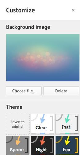 Custmize Yur Backgrund Image r Theme Click n Custmize Chse a file t change a backgrund image. Select a new theme. It will give yu a new set f fnts and clrs fr yur presentatin.