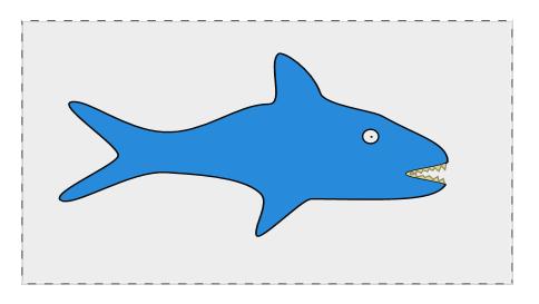 Select your shark and drag it somewhere else on the canvas. What happened? Did it leave its eye and teeth behind? Hmmmm. Nobody wants a shark that needs dentures and a glass eye.