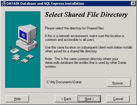 You are now being asked to provide a Shared File Directory.