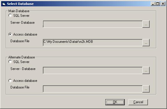 Launch the DATAIR PE/Win application and select Open Database from the File menu.