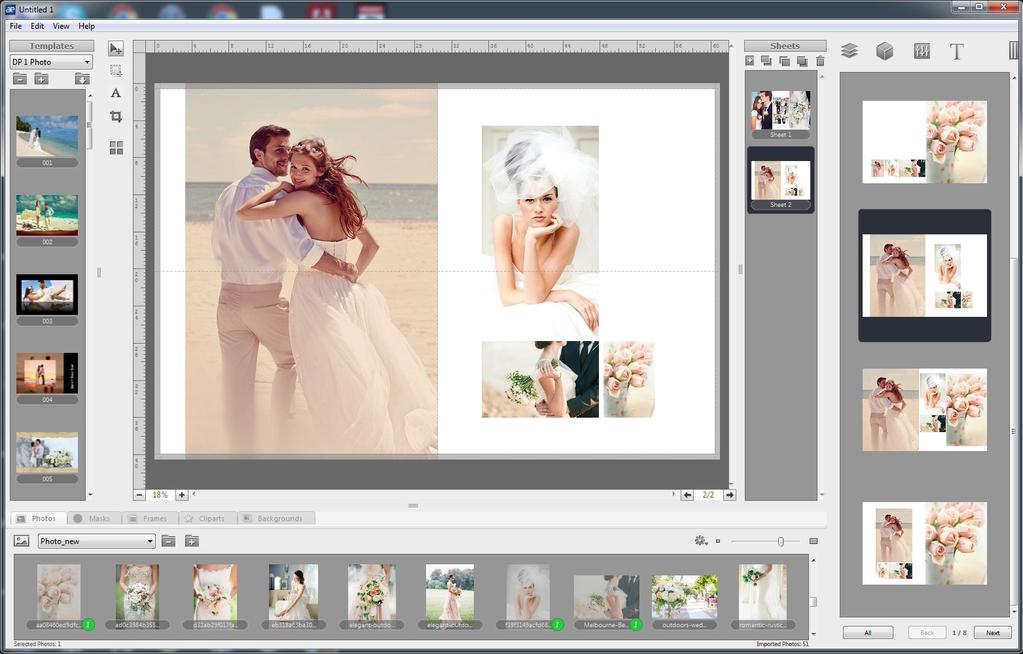 4.1.2 Smart Template Open Template with the photos or take and drag desired number of the photo onto blank page click the button Smart Template.
