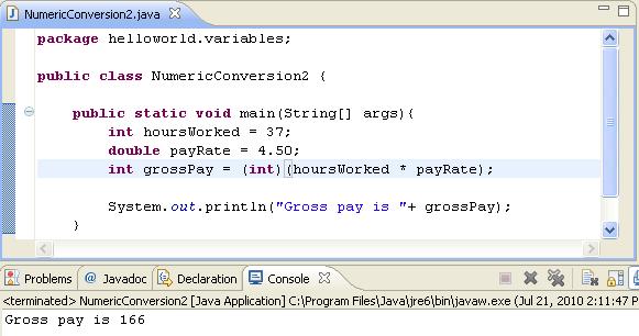 USING CHARACTER VARIABLES 39 Figure 4.10 Output of the NumericConversion2 application 2.