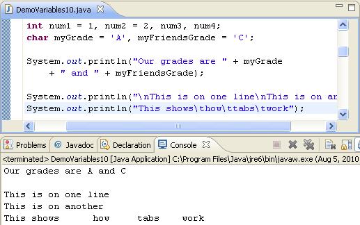Do it yourself 41 Figure 4.12 Output of the DemoVariables10 application Do it yourself 4.1 Based on the algorithm, write a Java program to calculate the area of a circle.