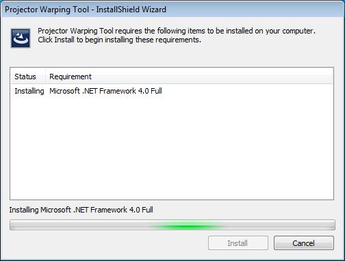 2.2 Projector Warping Tool Installation The following describes the installation process for the Projector Warping Tool to the PC with Windows7 installed.