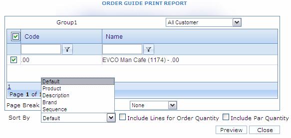 Report Report allows for a printed order guide to be generated. This may be used as a worksheet prior to order entry and/or a physical inventory document.