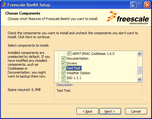 In the Components selection page of the Installer, users must make sure that the Test Tool