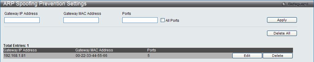 To view this window, click Security > Port Security > Port Security Entries as shown below: Figure 10-41 Port Security Entries window The fields that can be configured or displayed are described