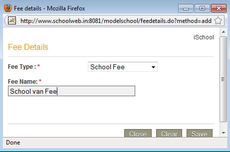 Click +Add New to add a new fee type. The following screen is displayed. 7.