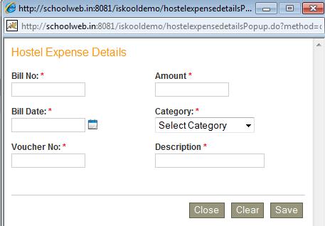 The expense details like the Bill Number, Bill Date, Category, Amount, and Description are displayed.