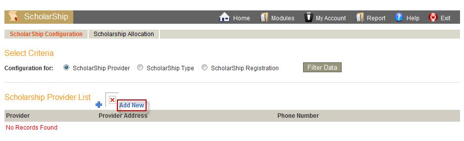 1. Click in the home page to access the Scholarship menu.