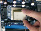 Carefully insert the CPU into the socket until it fits in place. The CPU fits only in one correct orientation. DO NOT force the CPU into the socket to avoid bending of the pins. Step 4.
