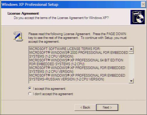 1 Installation Step 5. In the License agreement dialog box, select the I accept this agreement box and click the Next > button.