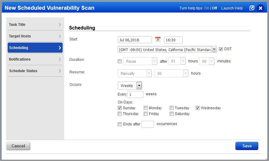You can schedule the scan to run Weekly or Monthly. Just choose New > Schedule Scan.