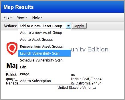 Get Started Map results are closely integrated with scan capabilities. There are several actions you can perform on the hosts listed in your map results.