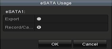 Make sure the usage of the esata disk is set as Export. If not, click the Set button to set it.