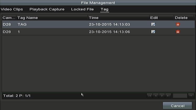 Figure 6. 8 Interface of Playback by Time Click Click button to add default tag. button to add customized tag and input tag name. Max. 64 tags can be added to a single video file. 3. Tag management.