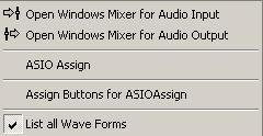 New functions and changes in version 1.33.1.19 Signal-generator The signal-generator pop-up menu has been expanded The windows mixer invoke functions have been moved to the pop-up menu.
