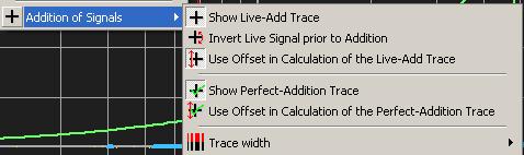 New Functions and Changes in the current Version Live Add Trace and Perfect Add Trace pop-up changed The control menu for the Live Addition trace has been expanded with the Invert Live Signal prior