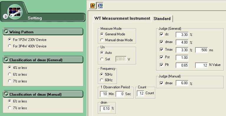 7.3 Setting the WT Judgment Conditions Judgment Conditions for Measurement of dmax Caused by Manual Switching (Manual dmax mode) Judgment Conditions for Maximum Relative Voltage Change dmax Turning