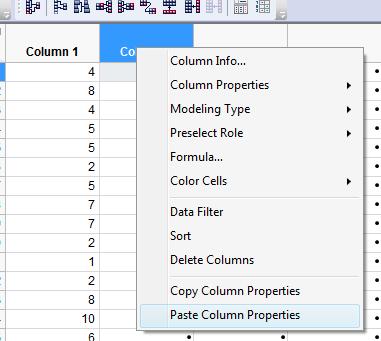 then go over the heading of each new column and right click over the heading and select
