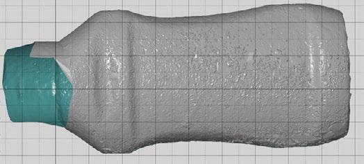 Result Meshing Due to the polygonizing process the object is displayed as a combination of many surfaces. As in the Geomagic software post processing is needed.
