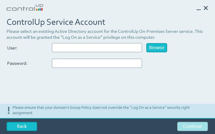 ControlUp On-Premises Service Account Figure 10: Select the AD account which will be