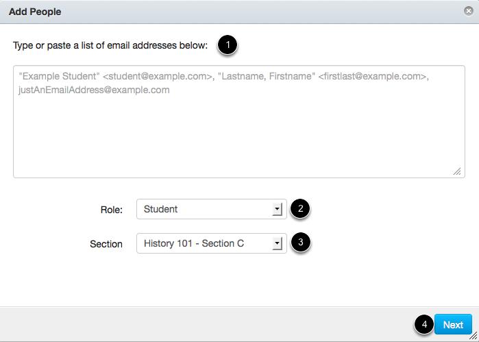 Submit Email Addresses Type or paste an email address or several email addresses in the type field [1].