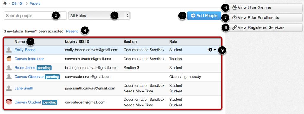 Click the People navigation link. View People In People, instructors can: 1. View all the users participating in the course, including the ones whose course enrollment is pending. 2.
