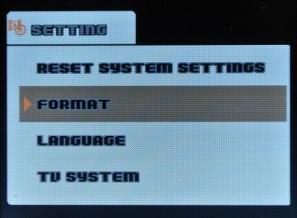 *RESET SYSTEM SETTINGS: This option resets all options back to default. In the setting list, use the UP / DOWN buttons to select RESET SYSTEM SETTINGS, and press OK button to enter into the setting.