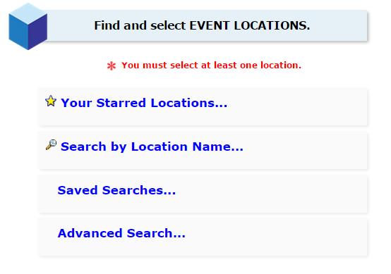 Select your Event Location preference.