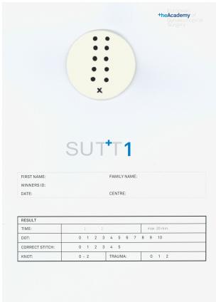 The Exercises The SUTT Foam Board with disposable SUTT pad is placed inside a Szabo Pelvic Trainer box.