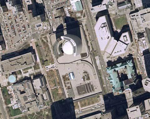 Figure 6. Aerial photograph of Toronto City Hall 5.2 Data Processing Data processing took place at Optech Incorporated, using PolyWorks TM and Optech software tools on a P4 1.