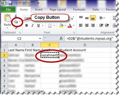 8. To delete Columns D-F, Click on the Column D box when you get the arrow hold down the mouse button and drag across Columns D through F so they are all selected.